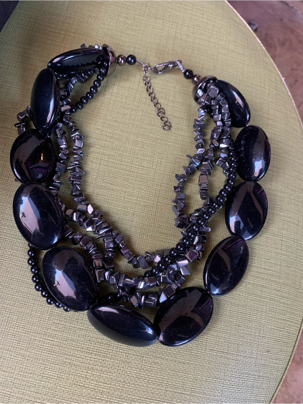 Premier Designs Multi-Strand Glossy Black Statement Necklace